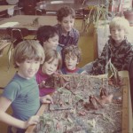 Kids at play in the North Class, early 1980s. Students left to right, back row: Miki, Jessie, Sal...