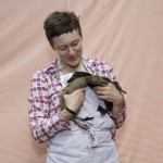 Librarian and Naturalist, Solveig, with ducklings at the 40th Anniversary Celebration