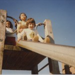 Students on the slide